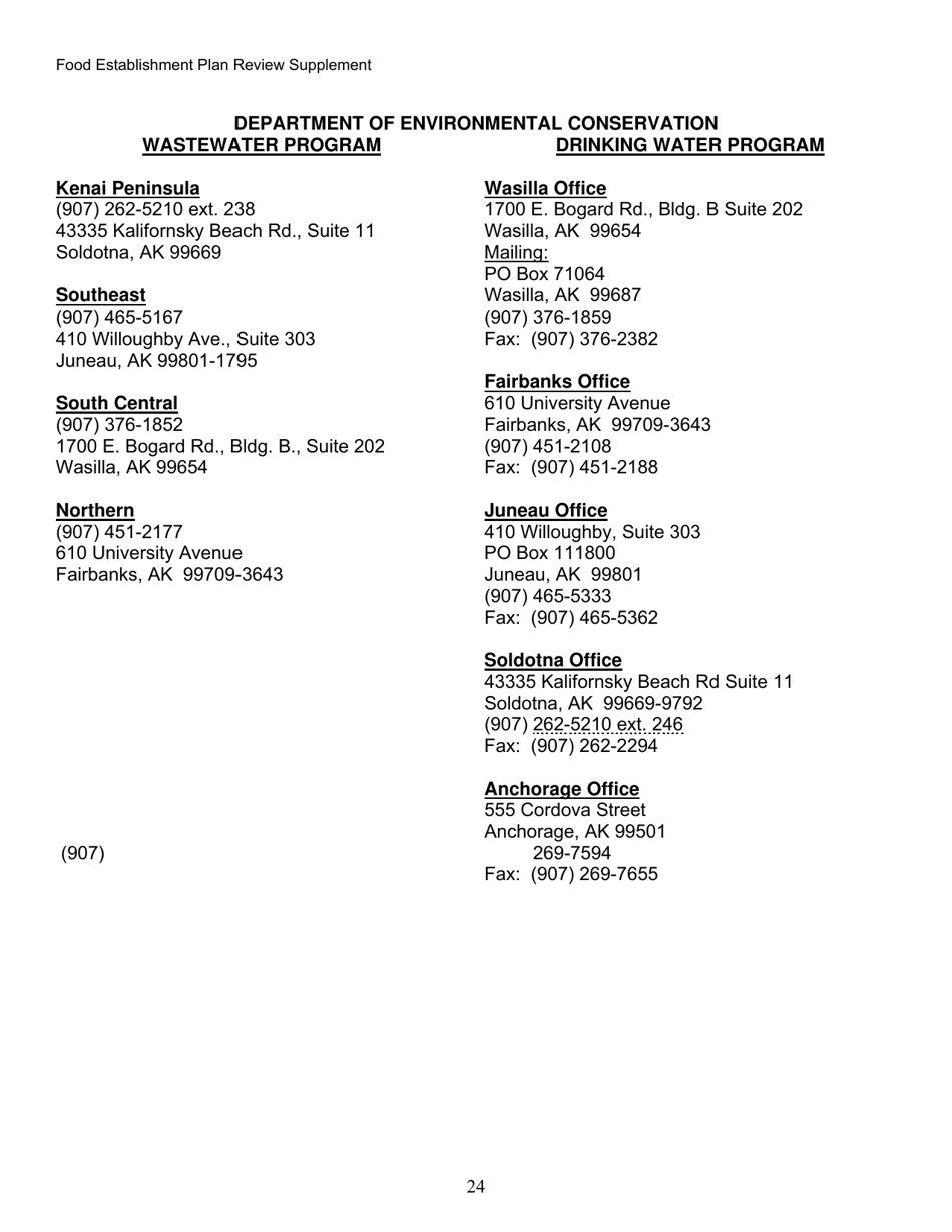 Food Establishment Plan Review Supplement - Alaska, Page 24