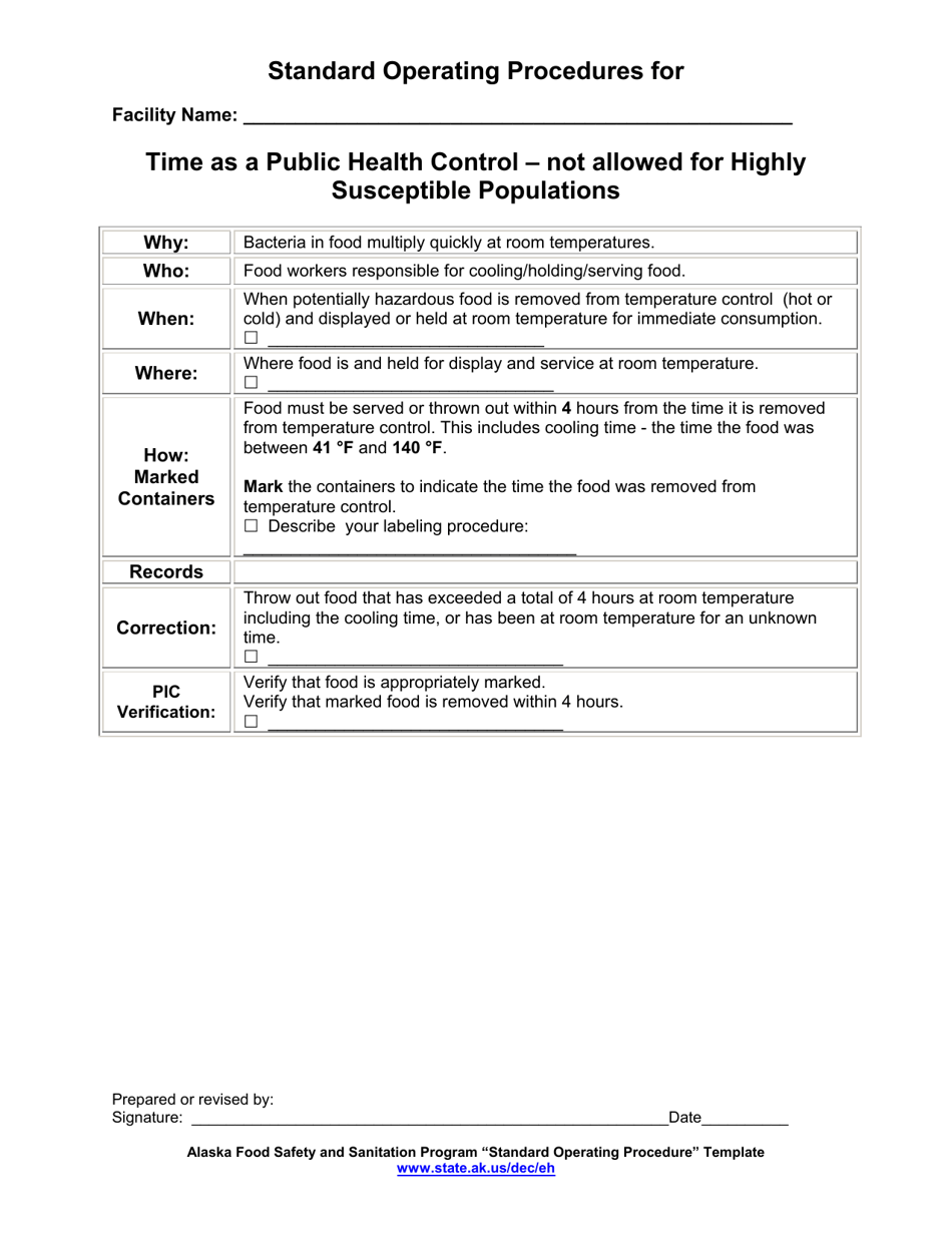 Standard Operating Procedures for Time as a Public Health Control - Alaska, Page 1