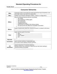 Document preview: Standard Operating Procedures for Consumer Advisories - Alaska