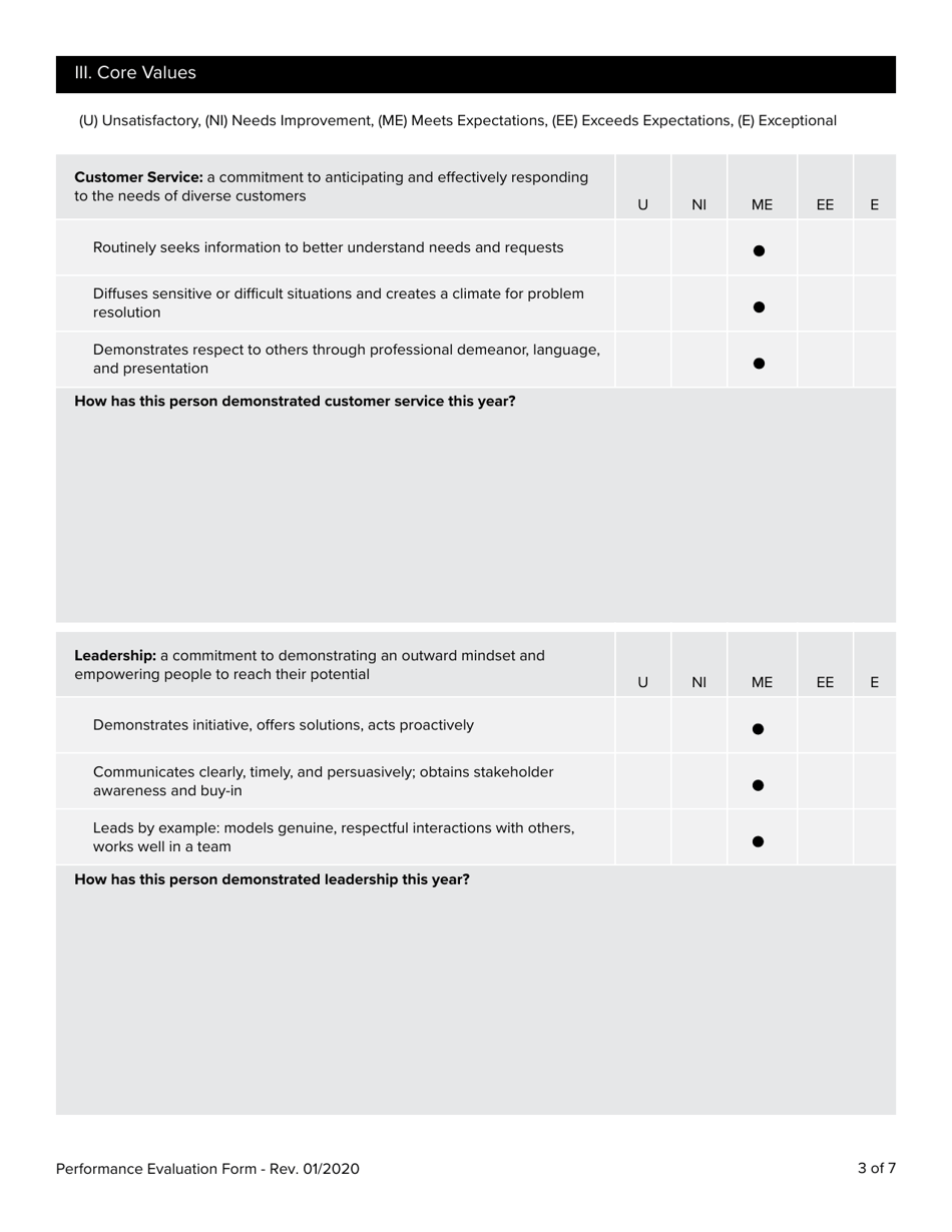 Performance Evaluation Form - Alaska, Page 3