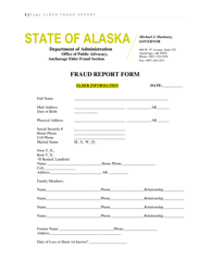 Document preview: Elder Fraud Report Form - Alaska