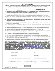 Form GAO WD-101 &quot;Employee Agreement Governing the Payment and Acceptance of a Standard Reimbursement for Use of an Employee-Owned Wireless Device Used in Connection With State Business&quot; - Arizona