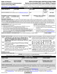 Document preview: Form GAO-SL-50 Retiree Accumulated Sick Leave (Rasl) Application and Certification Form - Arizona
