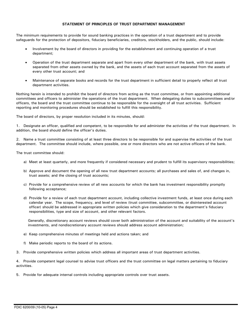 FDIC Form 6200 / 09 Application for Consent to Exercise Trust Powers, Page 4