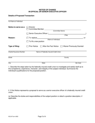 NCUA Form 4063 Notice of Change in Official or Senior Executive Officer, Page 3