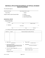 NCUA Form 4063A Individual Application for Approval of Official or Senior Executive Officer, Page 2