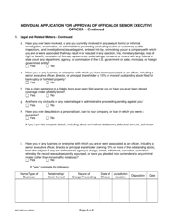 NCUA Form 4063A Individual Application for Approval of Official or Senior Executive Officer, Page 6