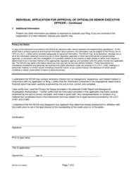 NCUA Form 4063A Individual Application for Approval of Official or Senior Executive Officer, Page 7