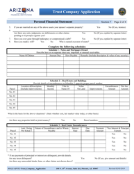 Section 7 Trust Company Application - Personal Financial Statement - Arizona, Page 2