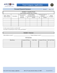 Section 7 Trust Company Application - Personal Financial Statement - Arizona, Page 3