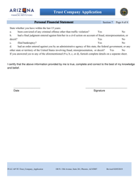 Section 7 Trust Company Application - Personal Financial Statement - Arizona, Page 4