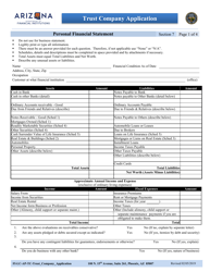 Section 7 &quot;Trust Company Application - Personal Financial Statement&quot; - Arizona
