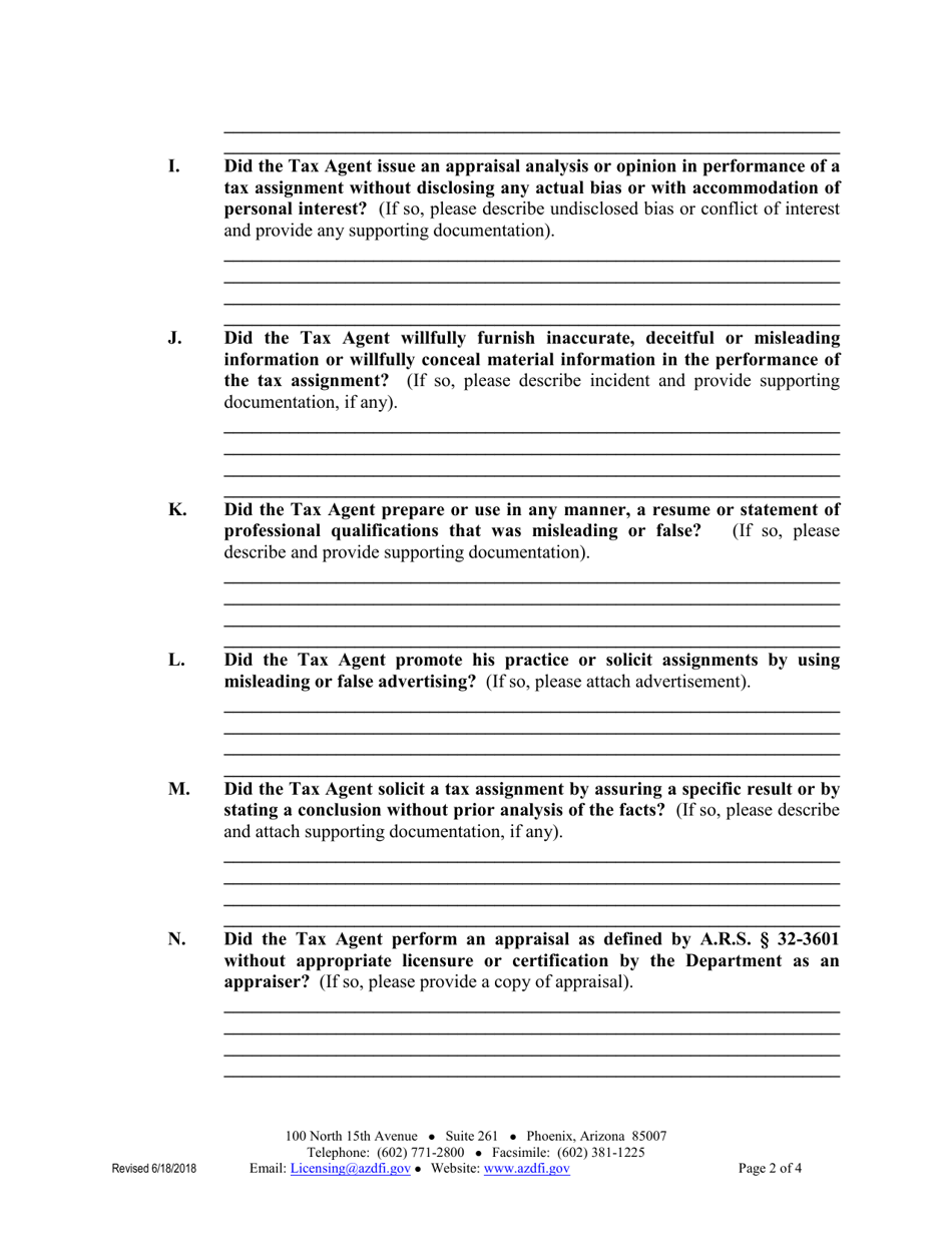 Property Tax Agent Violation Complaint - Arizona, Page 3