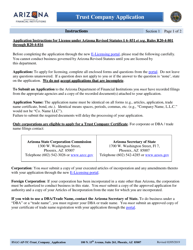 Instructions for Trust Company Application - Arizona