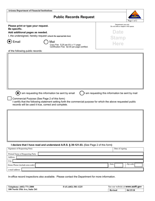 Form PUBRECREQ-001 Public Records Request - Arizona