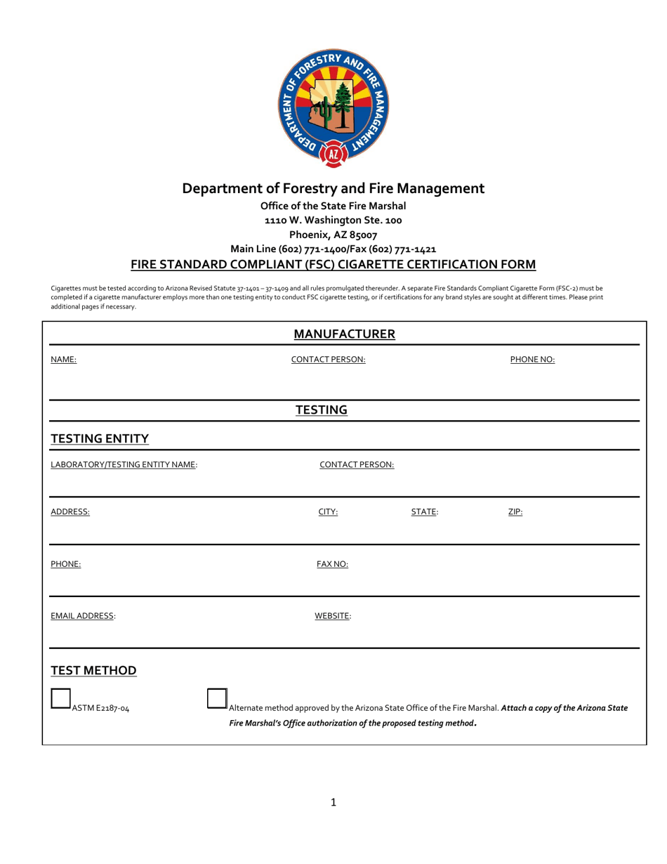 Form FSC2 Fill Out, Sign Online and Download Fillable PDF, Arizona