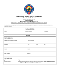 Form FSC-2 Fire Standard Compliant (FSC) Cigarette Certification Form - Arizona