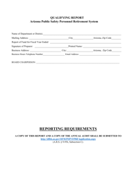 &quot;Qualifying Report - Arizona Public Safety Personnel Retirement System&quot; - Arizona