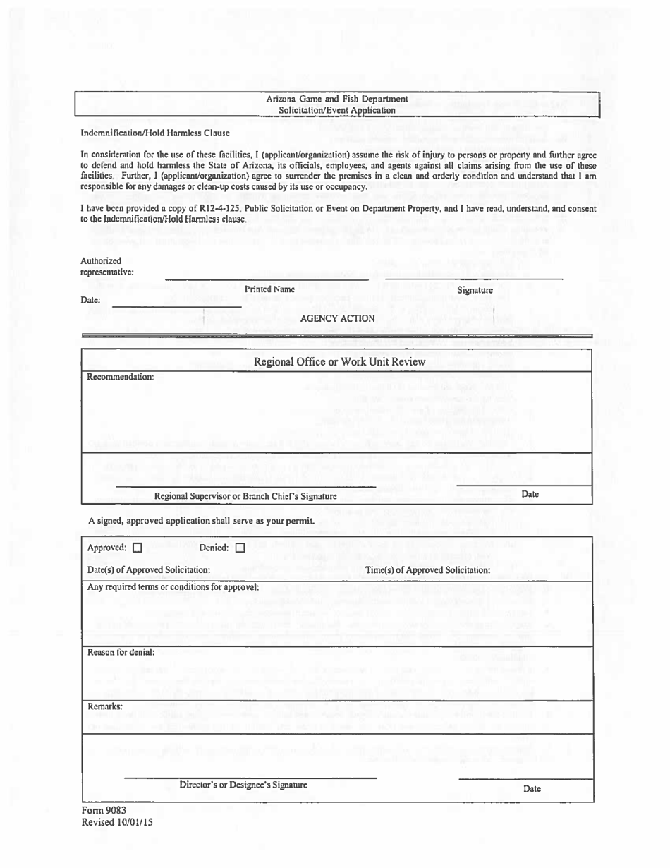 Form 9083 Solicitation / Event Application - Arizona, Page 3