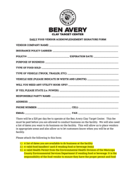 Document preview: Daily Food Vendor Acknowledgement Signature Form - Arizona