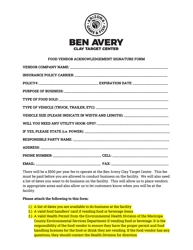 Document preview: Food Vendor Acknowledgement Signature Form - Arizona