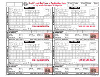 Document preview: Form 624/390 Hunt Permit-Tag/License Application Form - Arizona