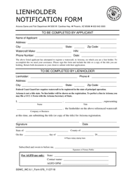 Form 676 &quot;Lienholder Notification Form&quot; - Arizona