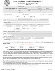 Document preview: Form 2732-A Fur Dealer License Application - Arizona