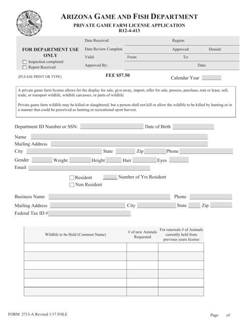 Form 2713-A  Printable Pdf