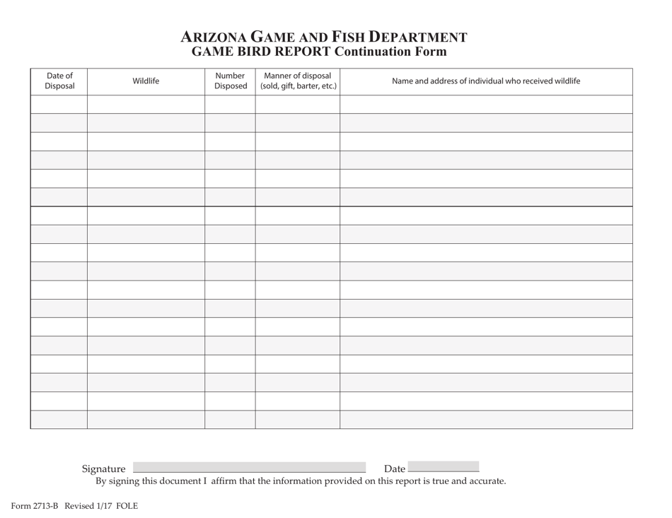 Form 2713-B - Fill Out, Sign Online and Download Printable PDF, Arizona ...