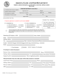 Form 2724-A White Amur Stocking and Holding License Application - Arizona