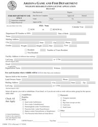 Form 2723-A Wildlife Rehabilitation License Application - Arizona