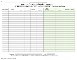 Form 2723-C Wildlife Rehabilitation License Report - Arizona, Page 2
