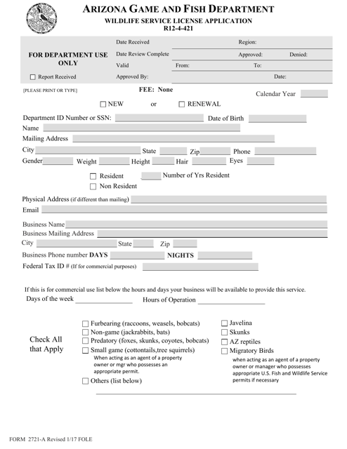 Form 2721-A  Printable Pdf