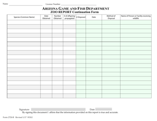 Form 2720-B Zoo License Report - Arizona, Page 2