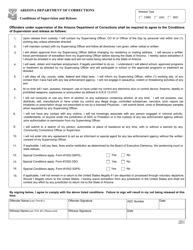 Form 1002-3 &quot;Conditions of Supervision and Release&quot; - Arizona