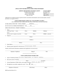 Document preview: Exhibit B Application for Breath Alcohol Operator Permit - Arizona