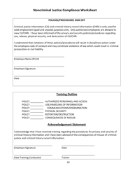 Noncriminal Justice Compliance Worksheet - Arizona, Page 14