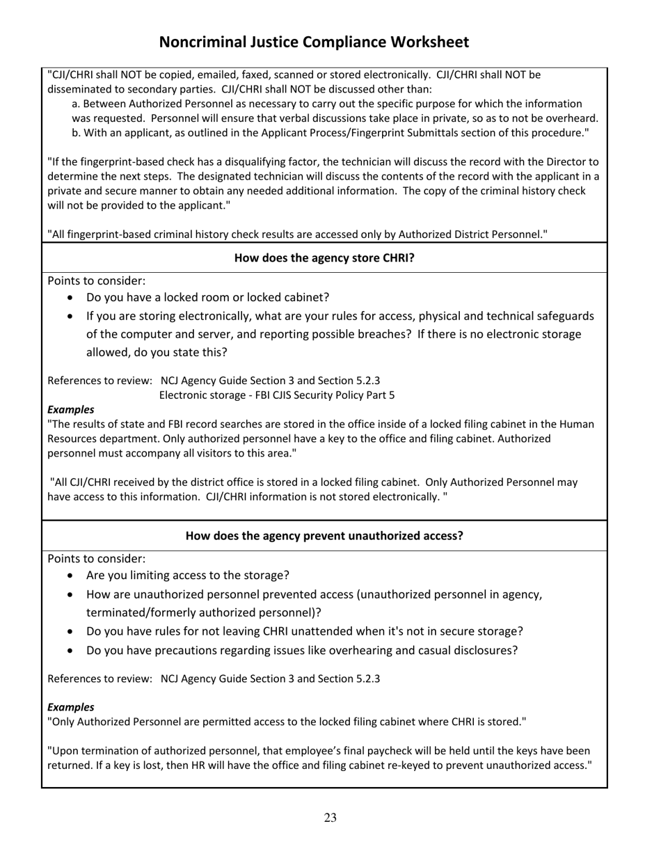 Noncriminal Justice Compliance Worksheet - Arizona, Page 4