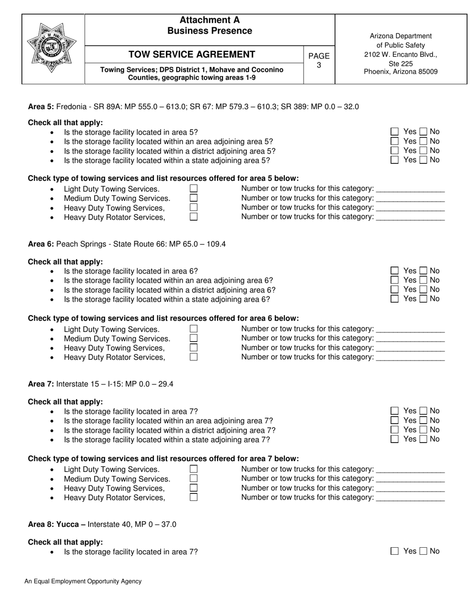 Attachment A Business Presence - Towing Services; Dps District 1, Mohave and Coconino Counties, Geographic Towing Areas 1-9 - Arizona, Page 3