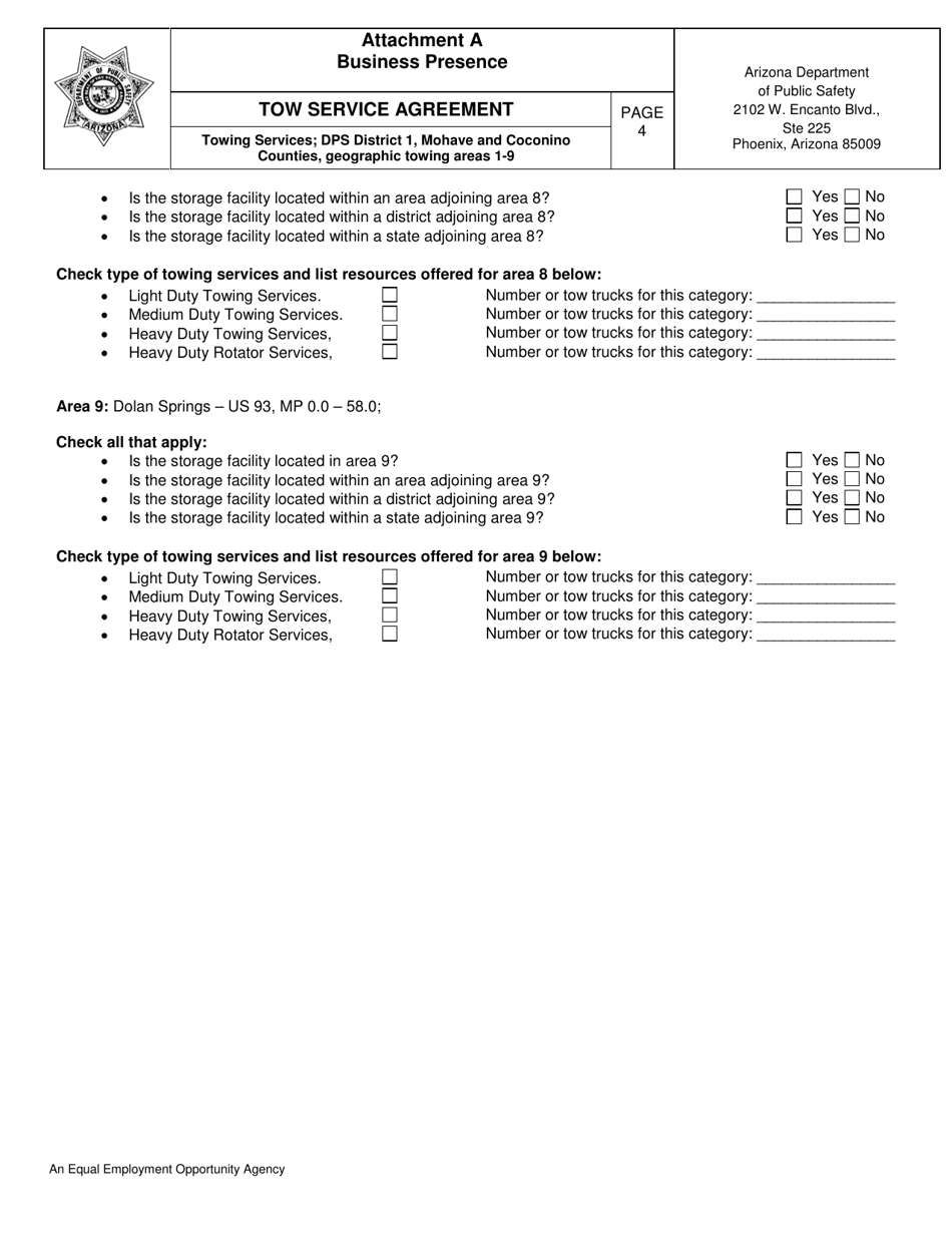 Attachment A Business Presence - Towing Services; Dps District 1, Mohave and Coconino Counties, Geographic Towing Areas 1-9 - Arizona, Page 4