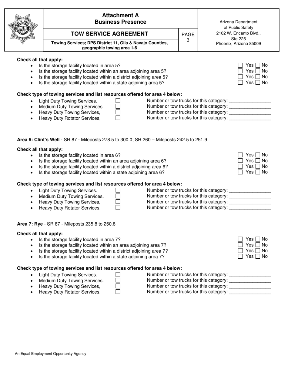 Attachment A Business Presence - Towing Services; Dps District 11, Gila  Navajo Counties, Geographic Towing Area 1-6 - Arizona, Page 3