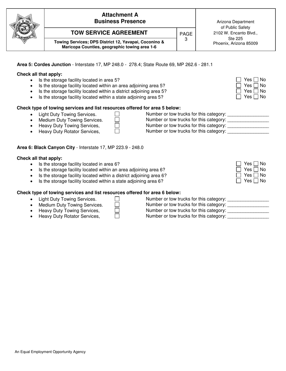 Attachment A Business Presence - Towing Services; Dps District 12, Yavapai, Coconino  Maricopa Counties, Geographic Towing Area 1-6 - Arizona, Page 3