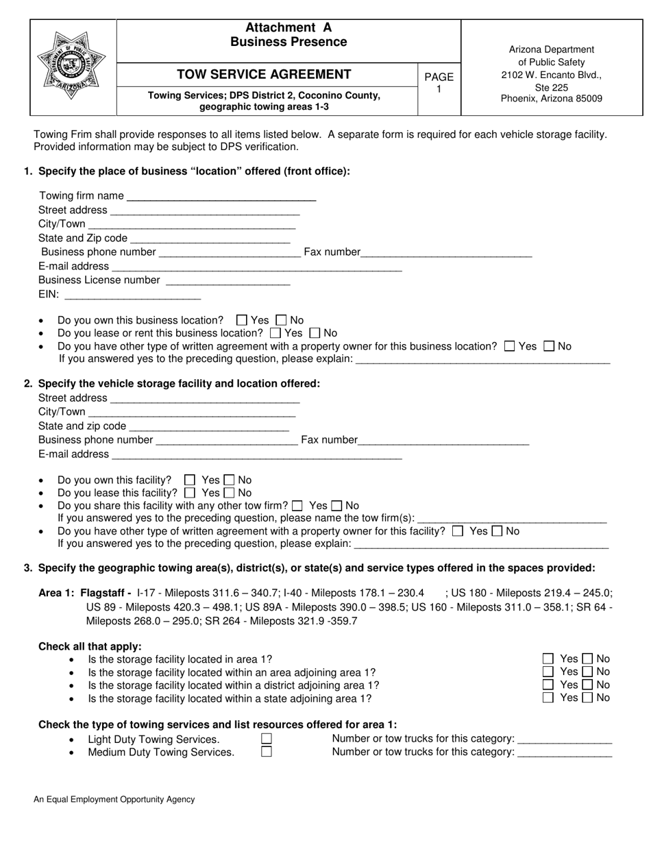 Attachment A Download Printable PDF or Fill Online Business Regarding towing service agreement template