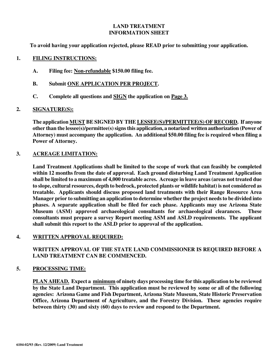 Land Treatment Application - Arizona, Page 1