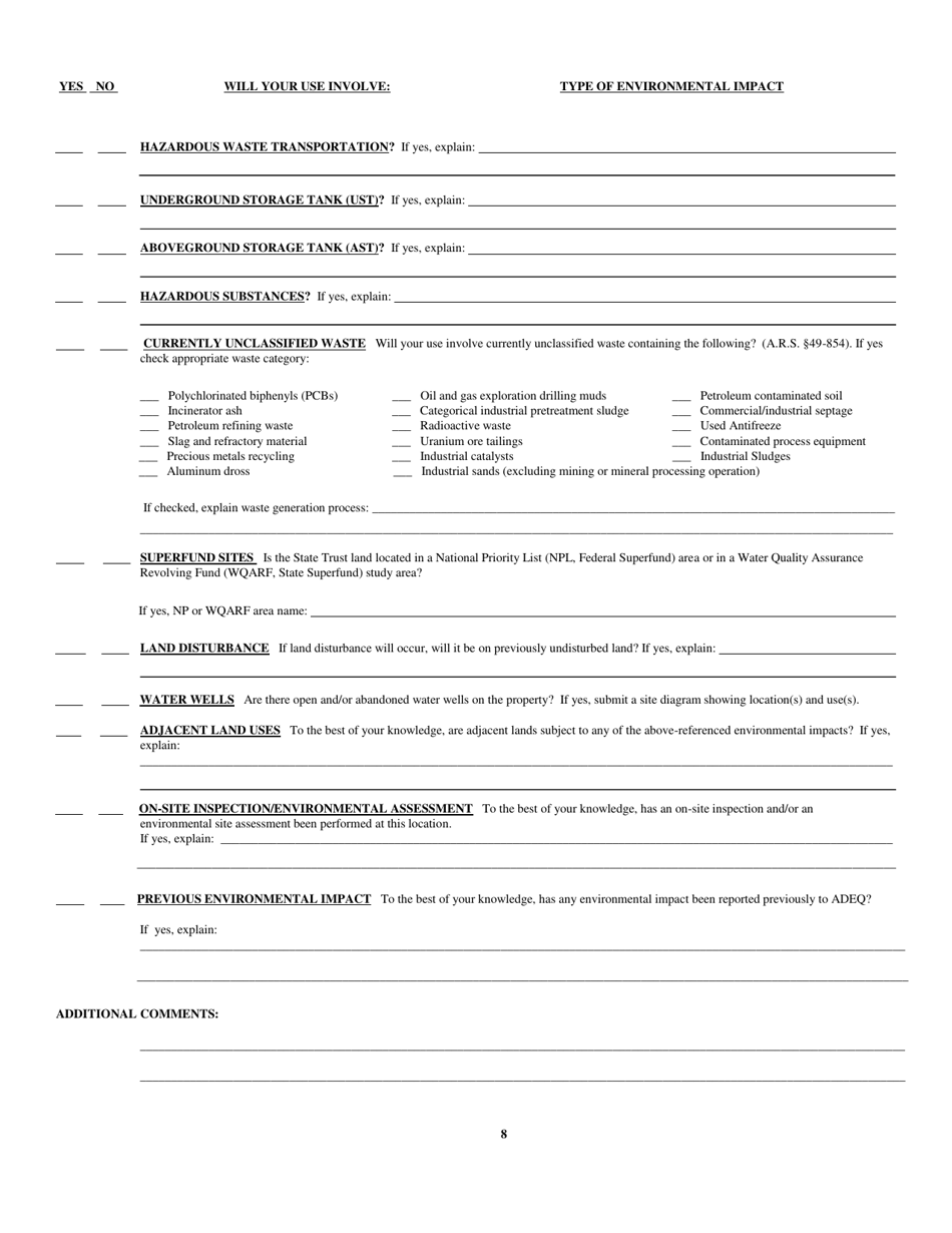 Application to Auction Water From State Land - Arizona, Page 10