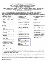 Form DWR55-41A Notice of Intention to Drill a Non-exempt Well Pursuant to a Groundwater Withdrawal Permit (Other Than a General Industrial Use) in an Active Management Area - Arizona