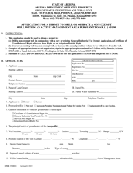 Form DWR55-0001 &quot;Application for a Permit to Drill or Operate a Non-exempt Well Within an Active Management Area Pursuant to a.r.s. 45-599&quot; - Arizona