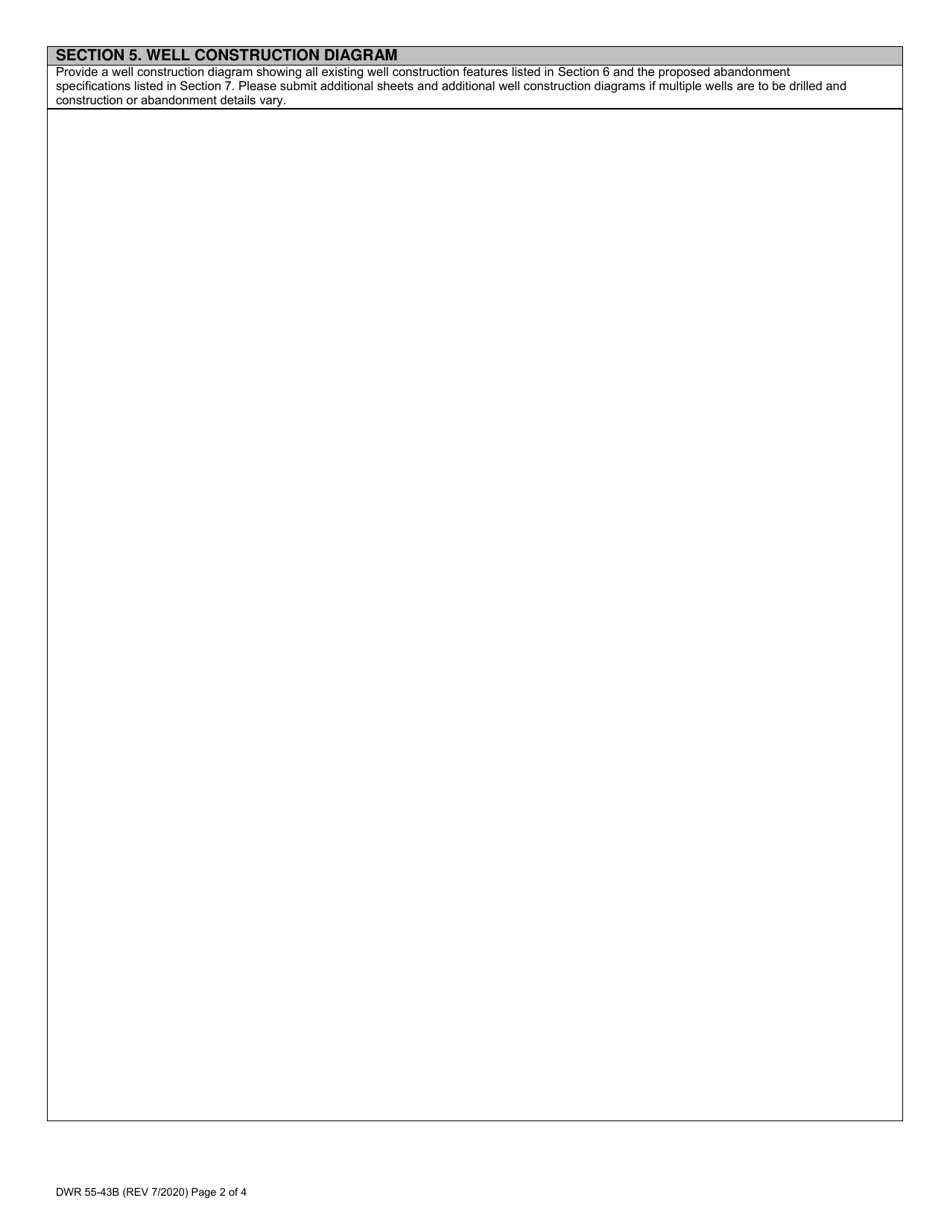 Form DWR55-43B Notice of Intention to Drill and Abandon an Exploration / Specialty Well - Arizona, Page 2