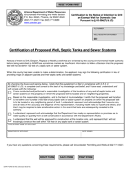 Document preview: Form DWR55-40C Certification to the Notice of Intention to Drill an Exempt Well for Domestic Use Pursuant to 45-596(F) & (G) - Arizona